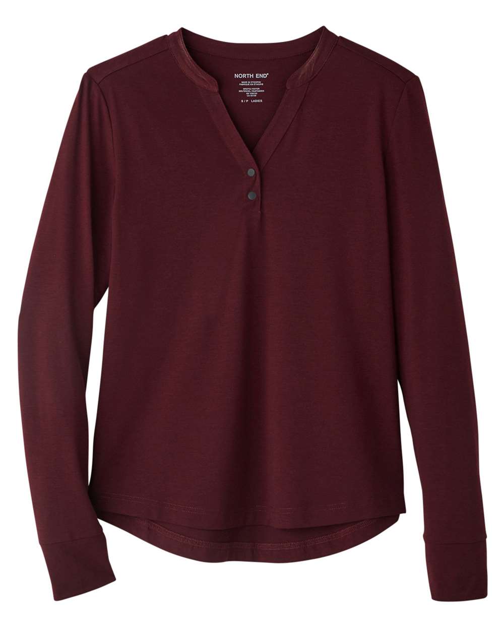 Women's JAQ Stretch Performance V-Neck Snap Pullover - Front - B171D3532 - Burgundy