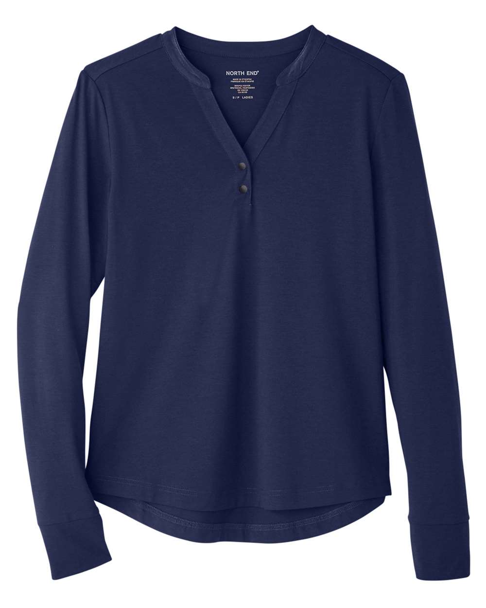 Women's JAQ Stretch Performance V-Neck Snap Pullover - Front - B171D3652 - Classic Navy