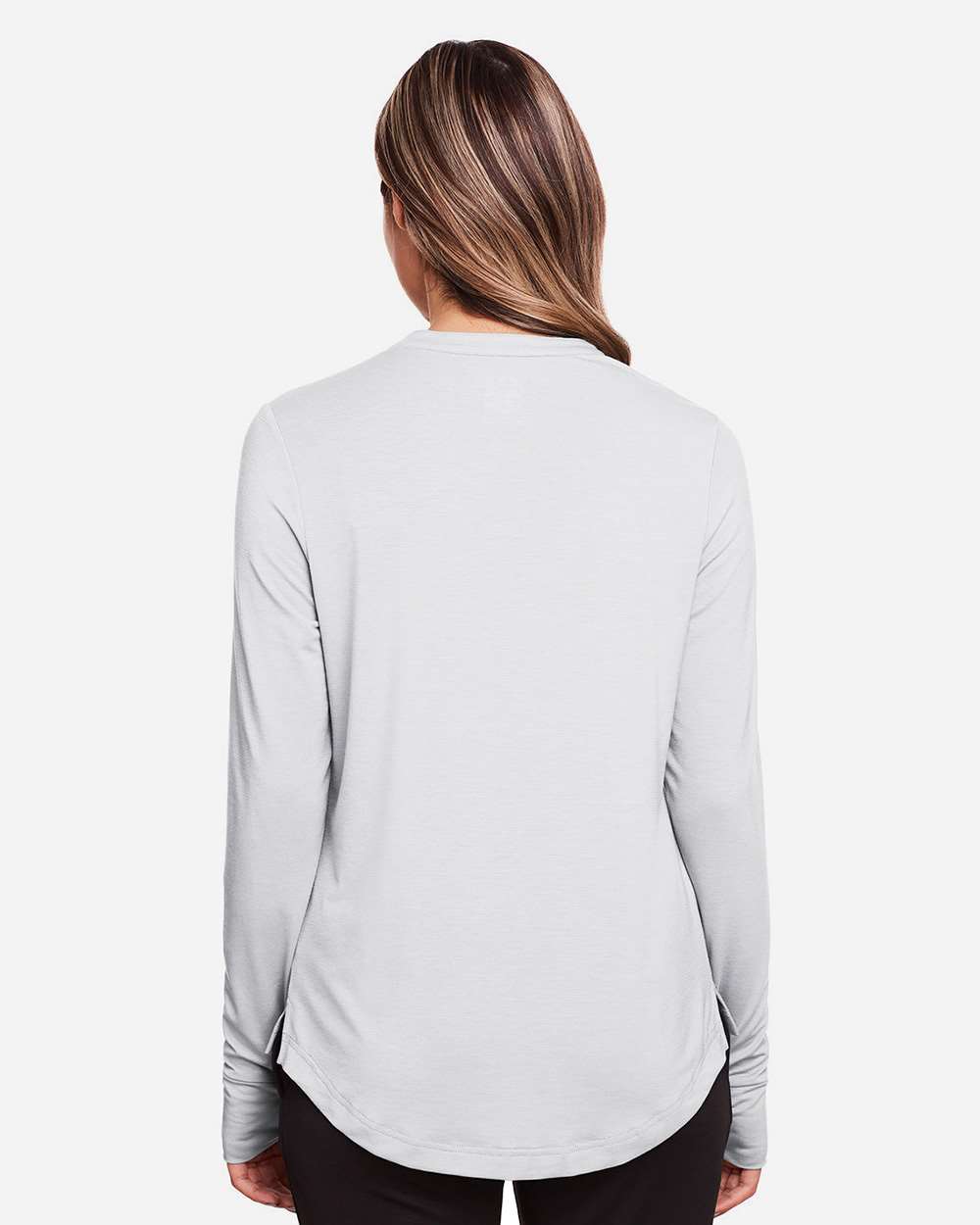 Women's JAQ Stretch Performance V-Neck Snap Pullover - OnModelBack - B171D3022 - Platinum