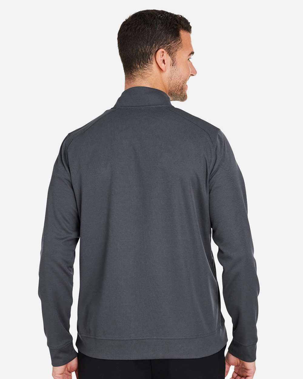 Men's Express Tech Performance Pique Quarter-Zip Pullover - OnModelBack - B176D3593 - Carbon