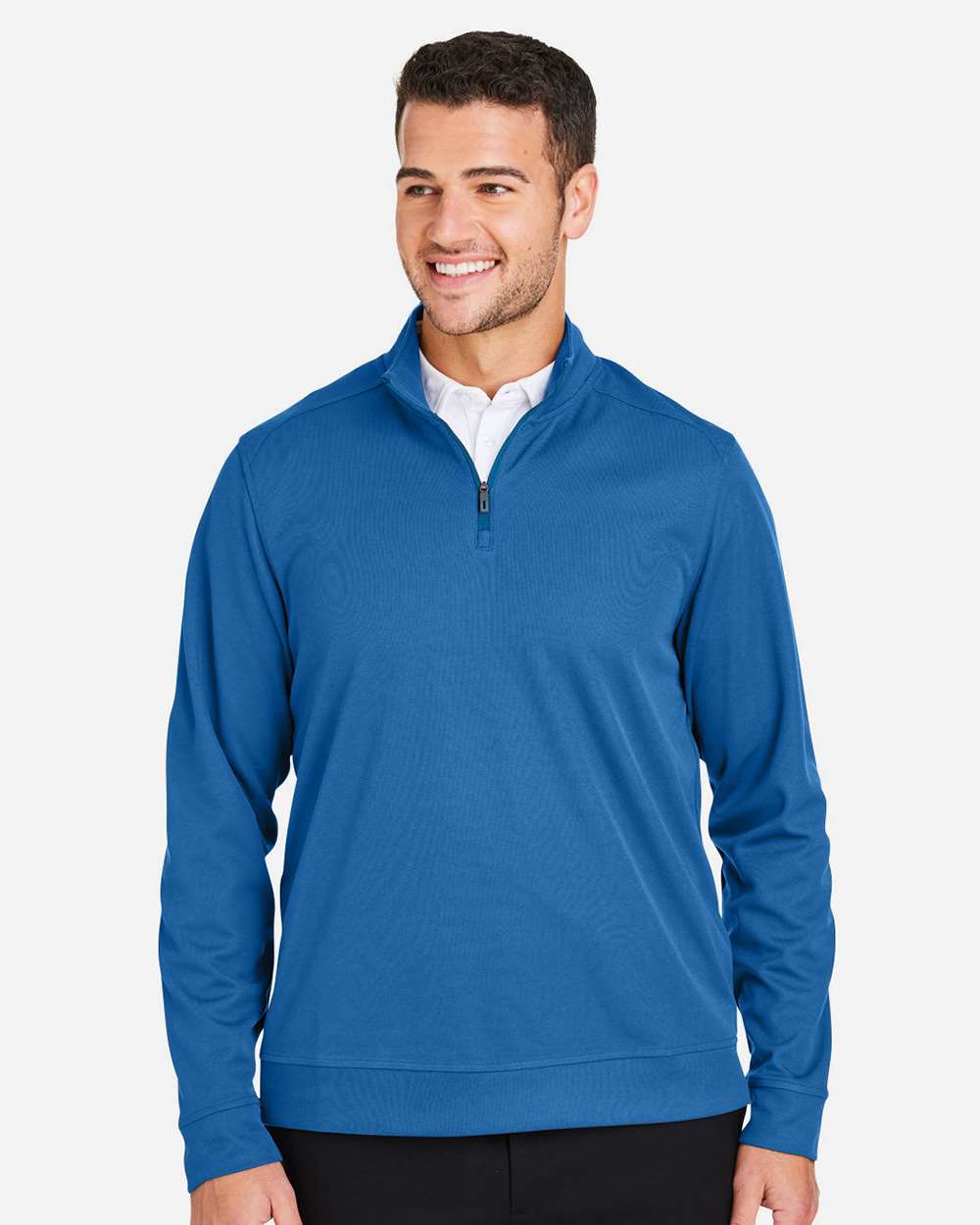 Men's Express Tech Performance Pique Quarter-Zip Pullover - OnModelFront - B176D3103 - Light Nautical Blue