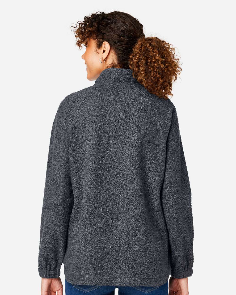Women's Aura Sweater Fleece Quarter-Zip Pullover - OnModelBack - B200D3592 - Carbon/ Carbon