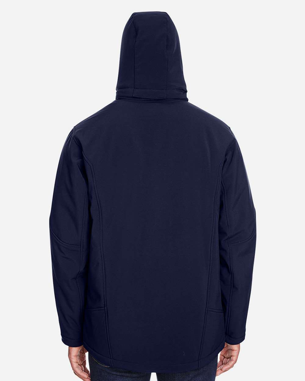 Men's Glacier Insulated Three-Layer Fleece Soft Shell Hood Jacket with Detachable Hood - OnModelBack - B138D3653 - Classic Navy