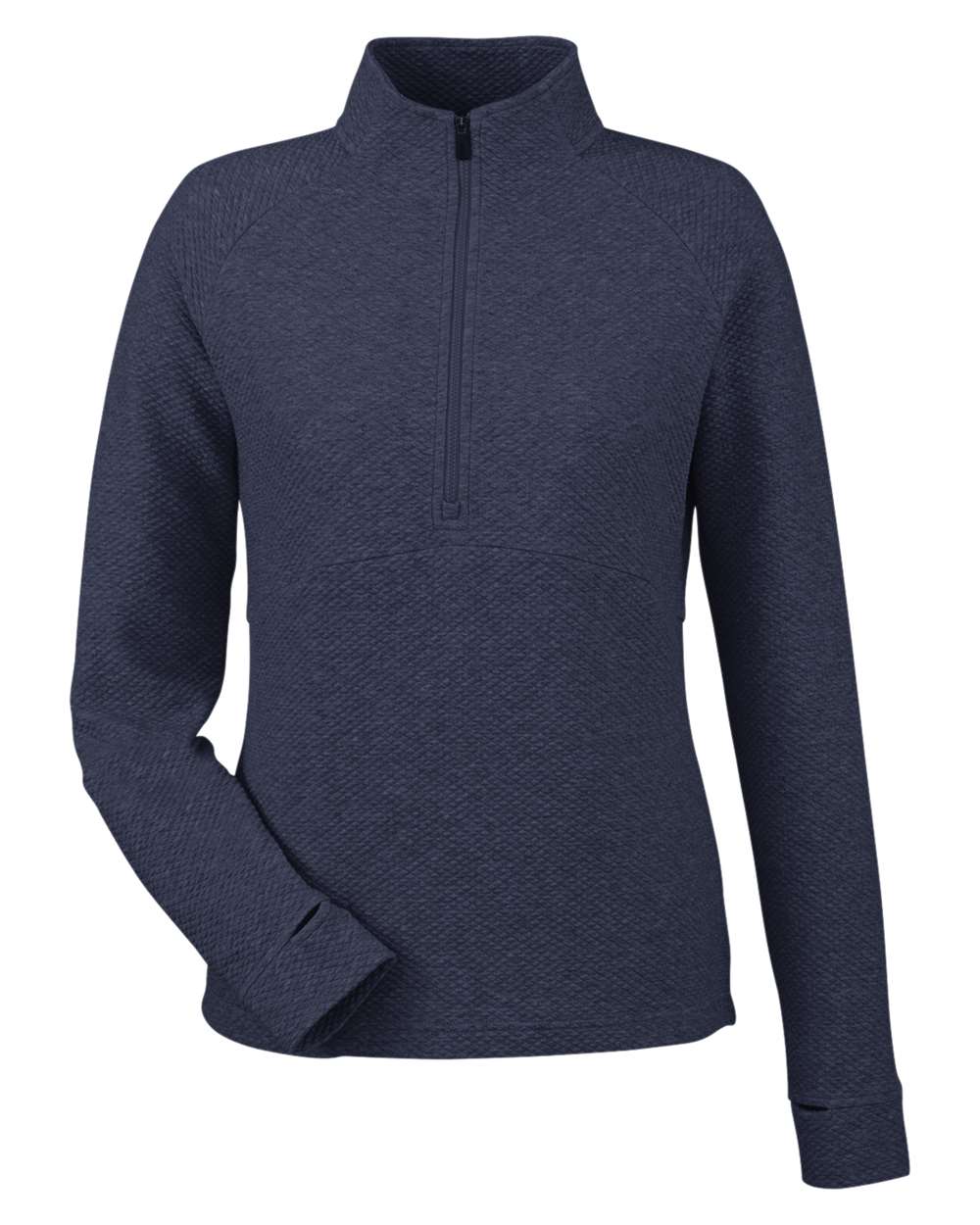 Women's Spirit Textured Quarter-Zip Pullover - Front - B208D3652 - Classic Navy Heather