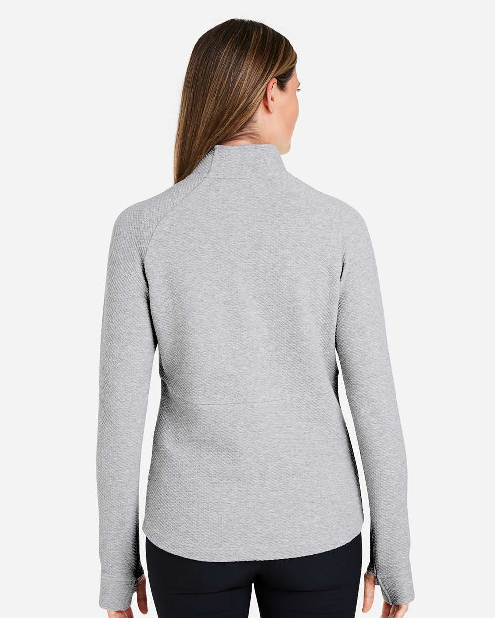 Women's Spirit Textured Quarter-Zip Pullover - OnModelBack - B208D3022 - Platinum Heather