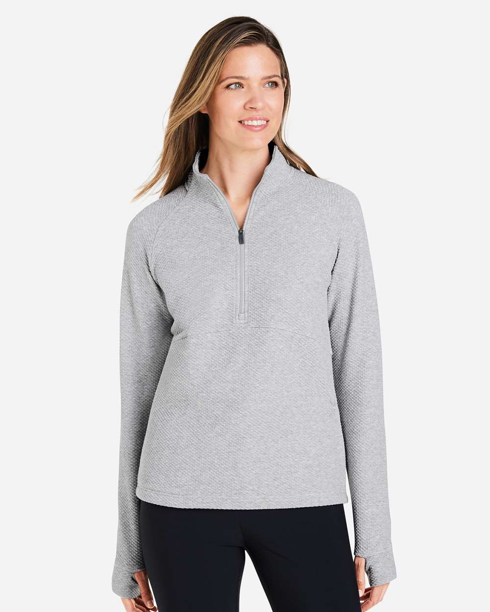 Women's Spirit Textured Quarter-Zip Pullover - OnModelFront - B208D3022 - Platinum Heather
