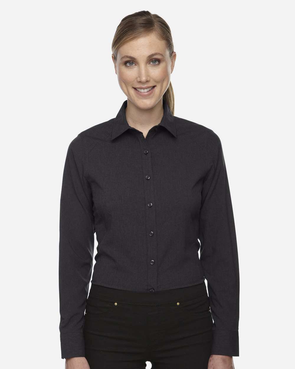 Women's Melange Performance Shirt - OnModelFront - B227D3592 - Carbon Heather