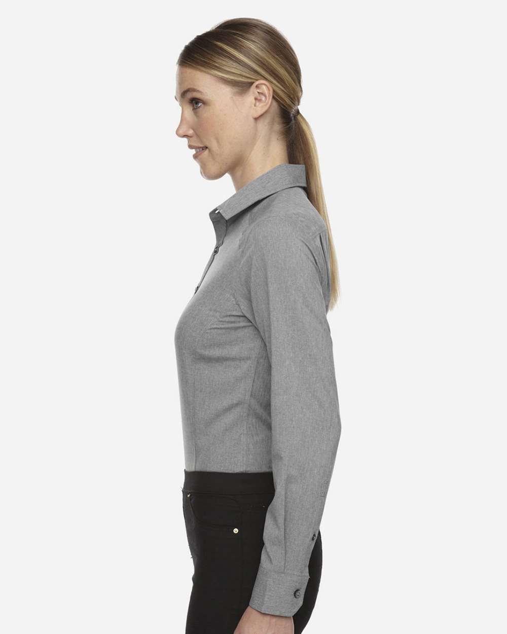 Women's Melange Performance Shirt - OnModelSide - B227D3092 - Light Heather