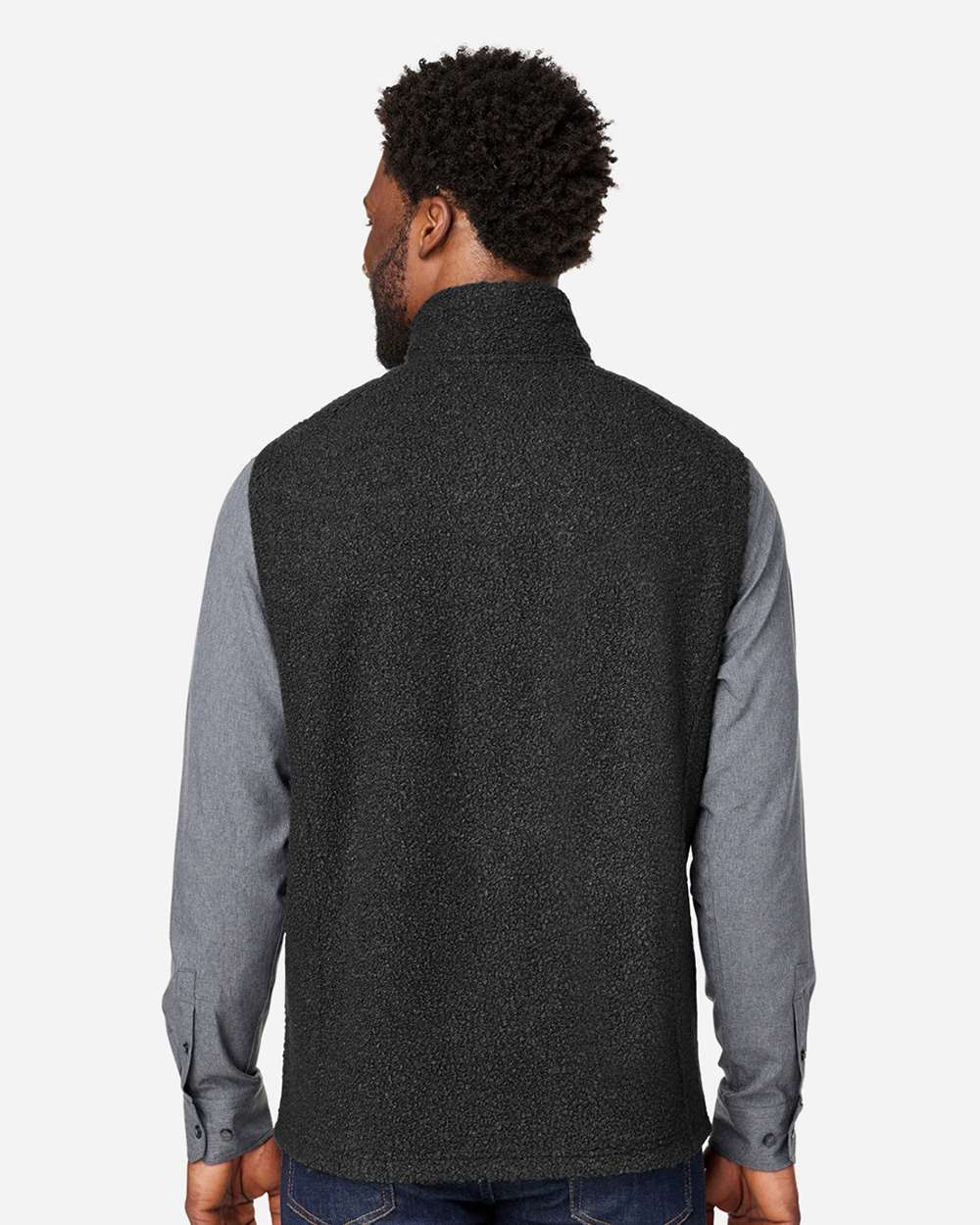 Men's Aura Sweater Fleece Vest - OnModelBack - B201D3503 - Black/ Black