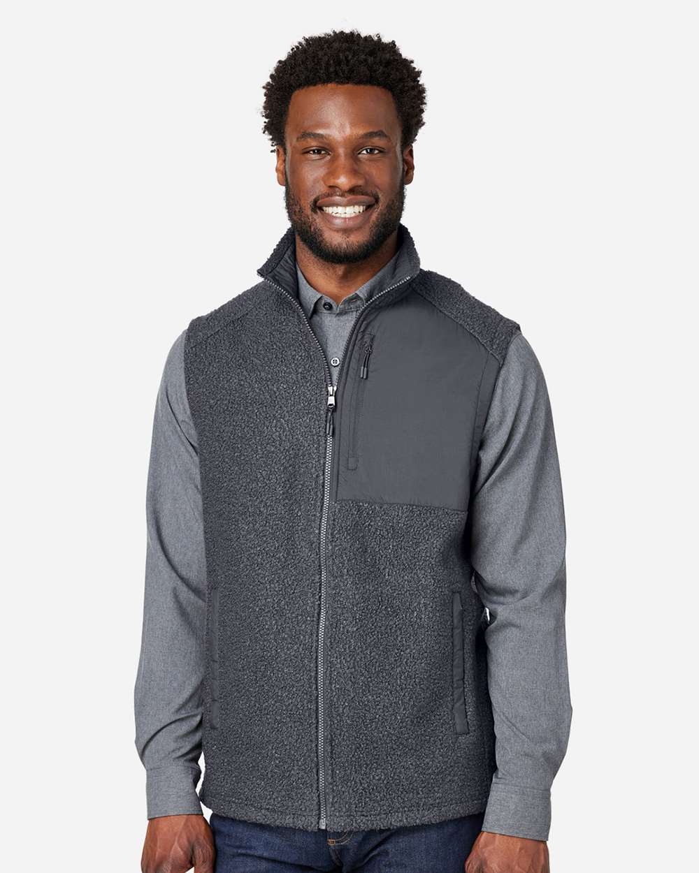 Men's Aura Sweater Fleece Vest - OnModelFront - B201D3593 - Carbon/ Carbon