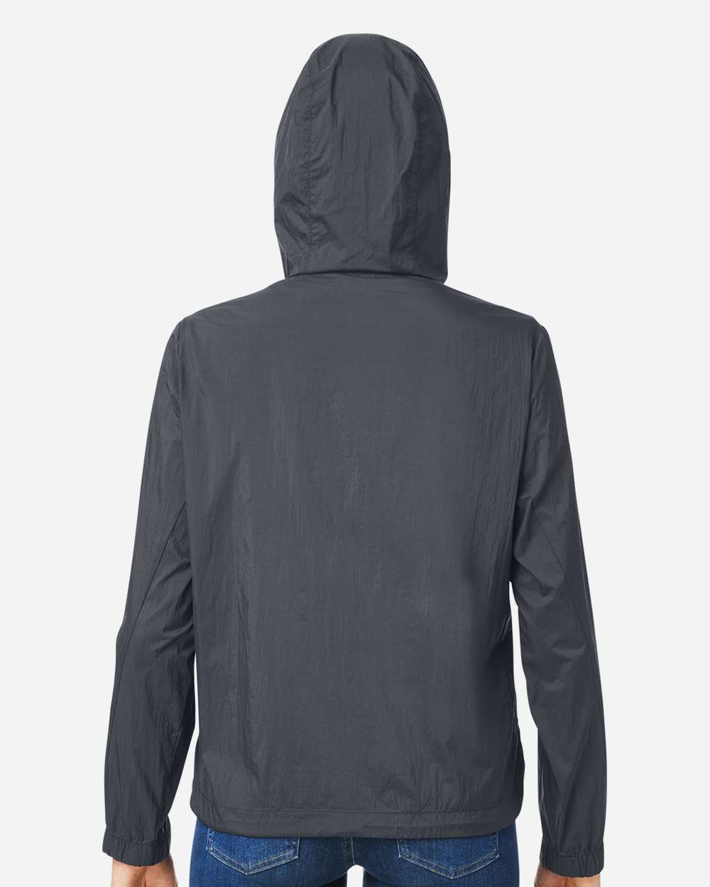 Women's Aura Lightweight Packable Anorak - OnModelBack - B214D3592 - Carbon/ Black