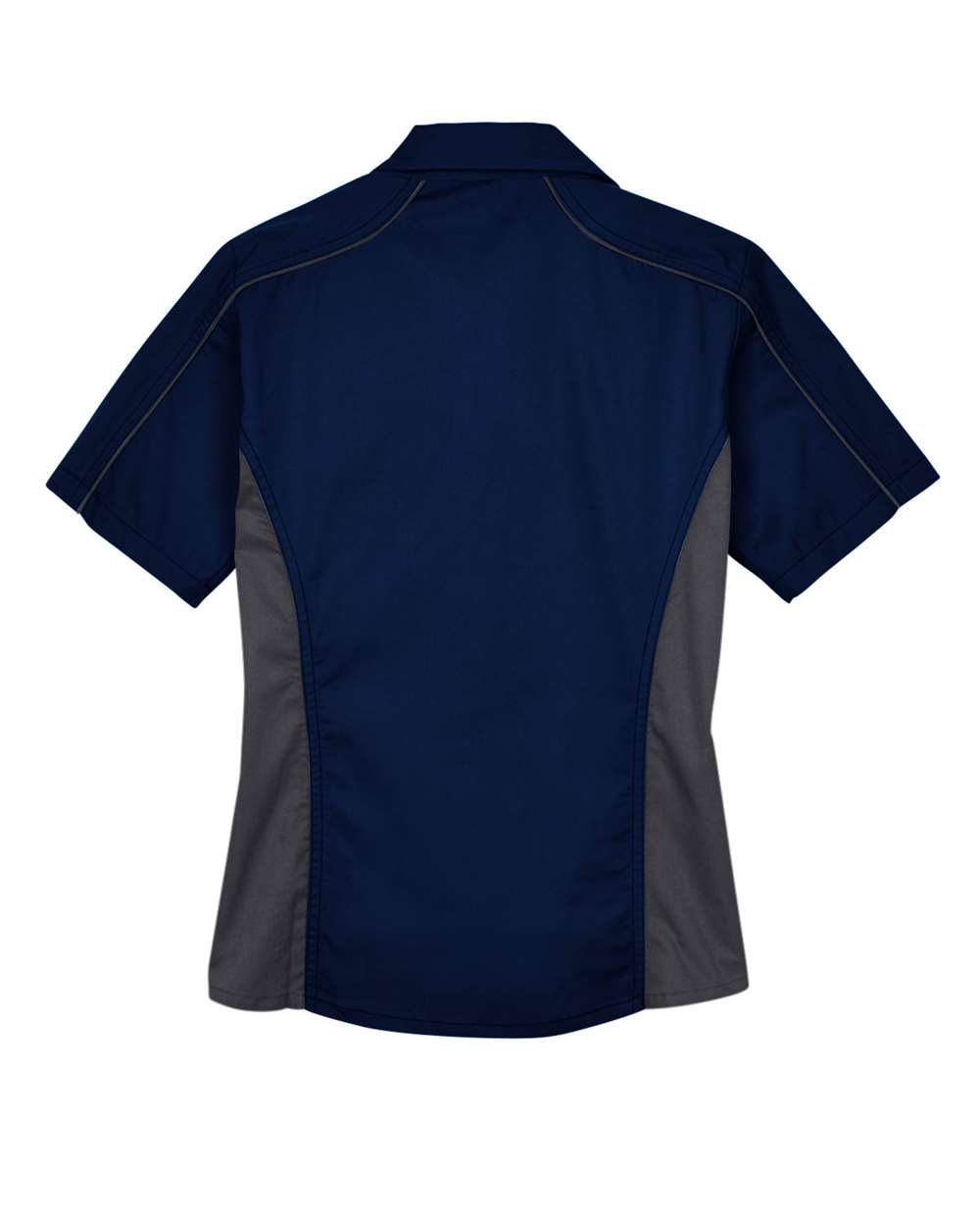 Women's Fuse Colorbloack Twill Short Sleeve Shirt - Back - B102D3652 - Classic Navy/ Carbon