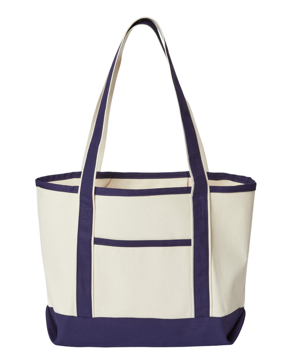 Promotional Heavyweight Medium Beach Tote - Front - B10266650 - Natural/ Navy