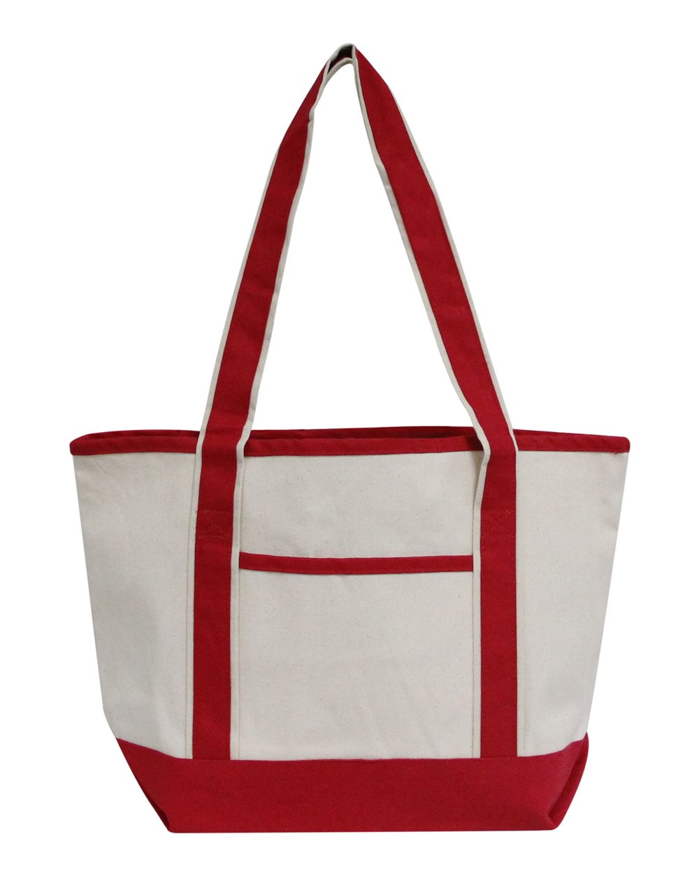 Promotional Heavyweight Medium Beach Tote - Front - B10266700 - Natural/ Red