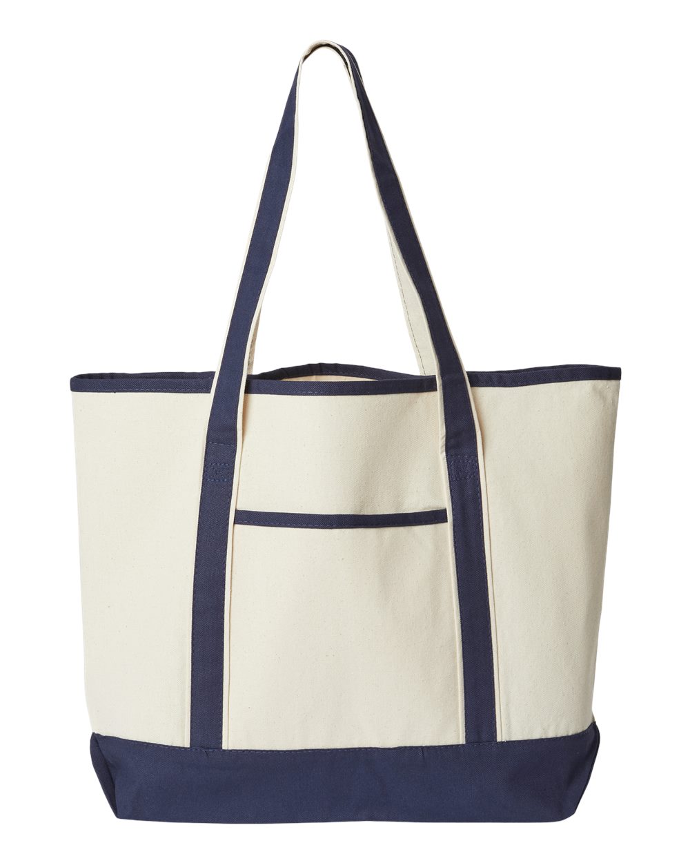 Promotional Heavyweight Large Beach Tote - Front - B10366650 - Natural/ Navy