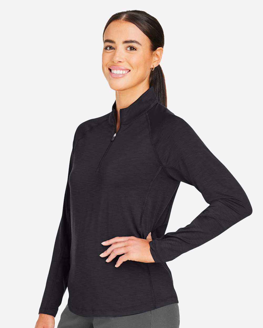 Women's You-V Quarter-Zip Pullover - OnModelSide - B19246503 - Puma Black