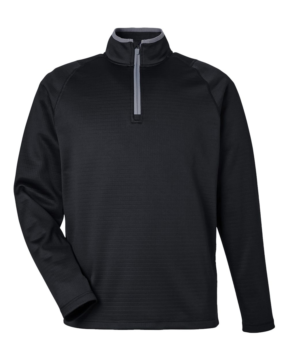 Men's Waffle Fleece Quarter-Zip Pullover - Front - B19646503 - Puma Black