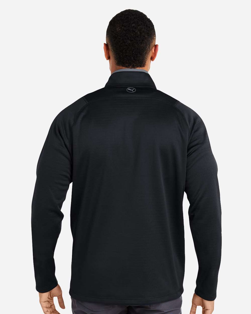 Men's Waffle Fleece Quarter-Zip Pullover - OnModelBack - B19646503 - Puma Black