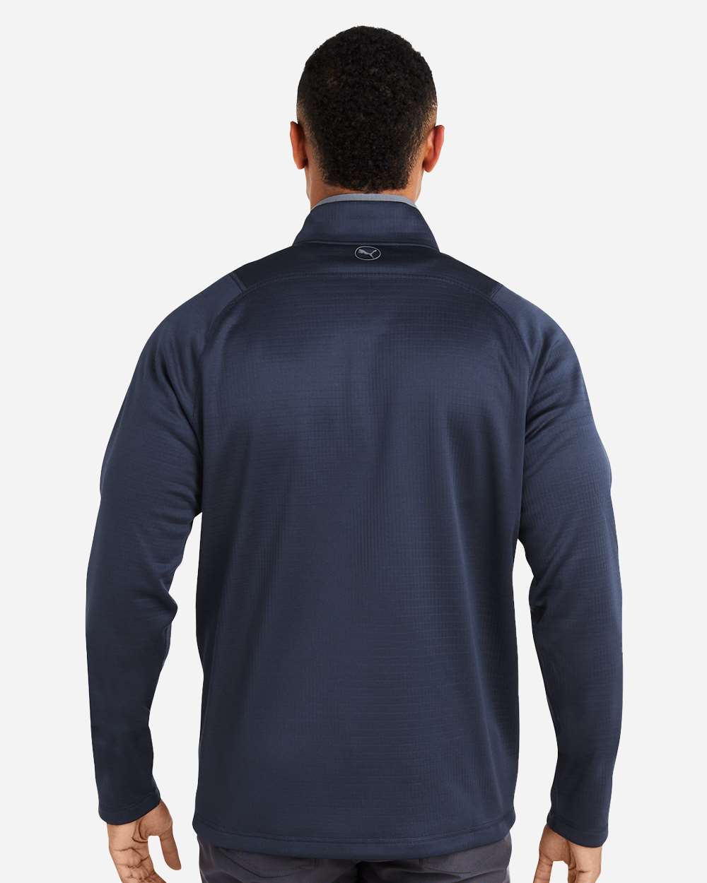 Men's Waffle Fleece Quarter-Zip Pullover - OnModelBack - B19646653 - Deep Navy