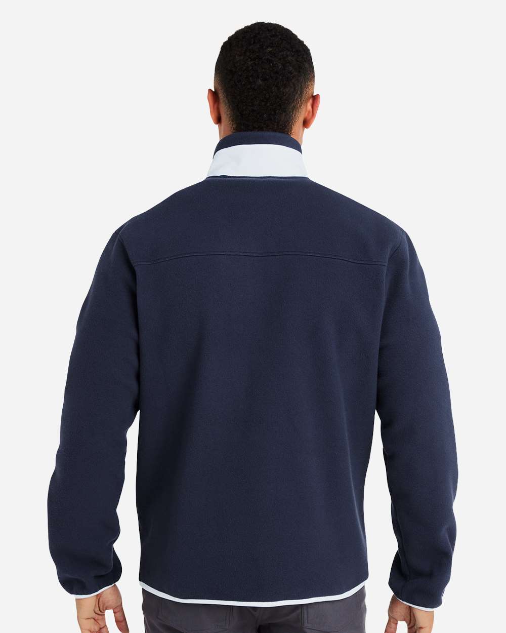 Men's Fleece Quarter-Zip Pullover - OnModelBack - B19546653 - Deep Navy/ White Glow