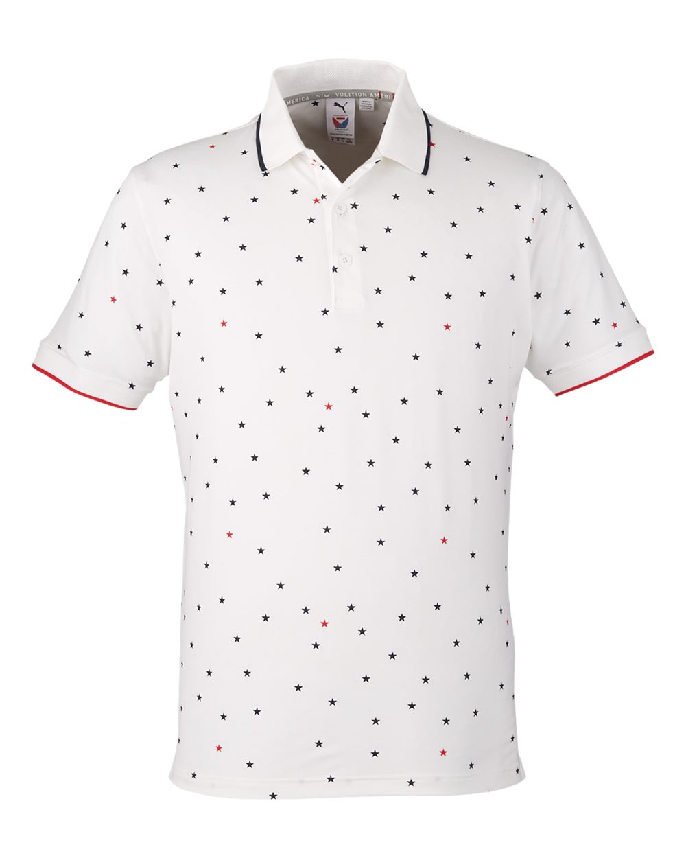 Men's Volition Skylight Patriotic Polo - Front - B16646003 - Bright White/ Navy Blazer