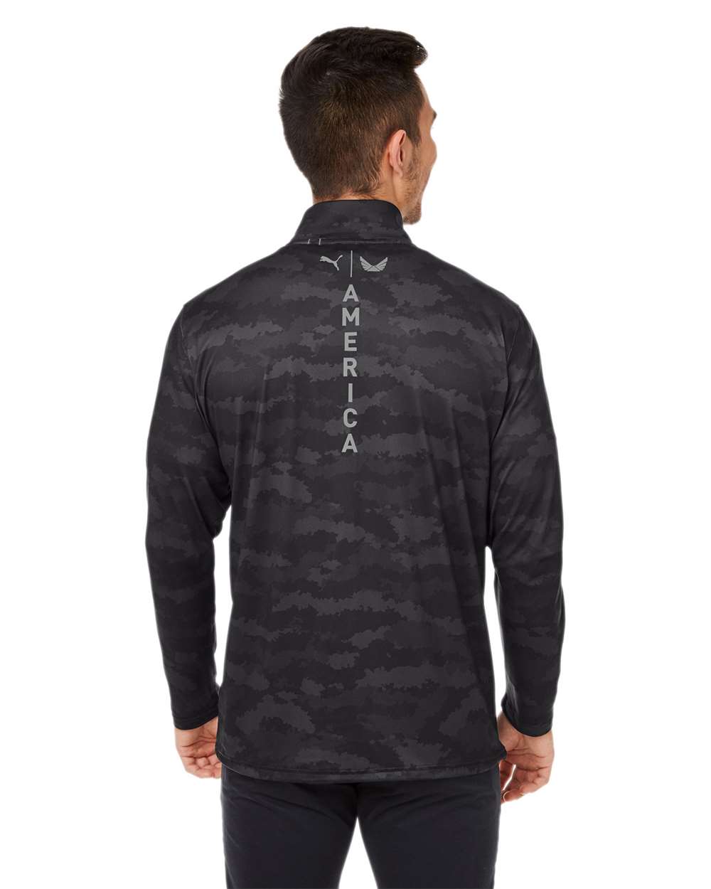 Men's Volition Flanked Quarter-Zip Pullover - OnModelBack - B19146503 - Puma Black