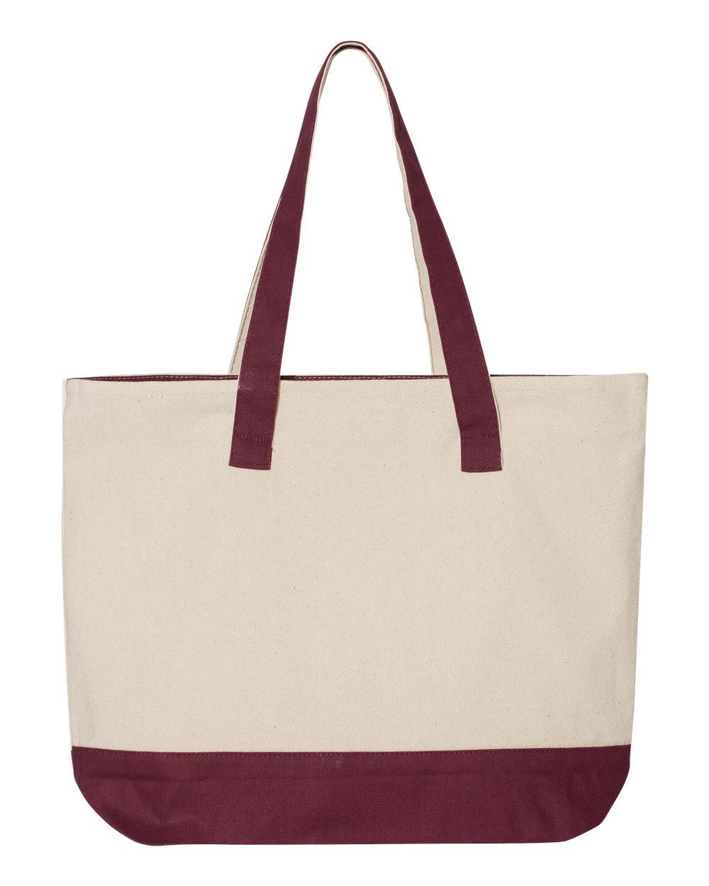 19L Zippered Tote - Back - B45595530 - Natural/ Maroon