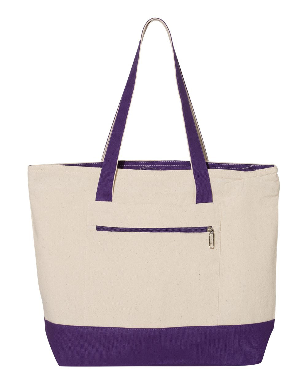 19L Zippered Tote - Front - B45595670 - Natural/ Purple