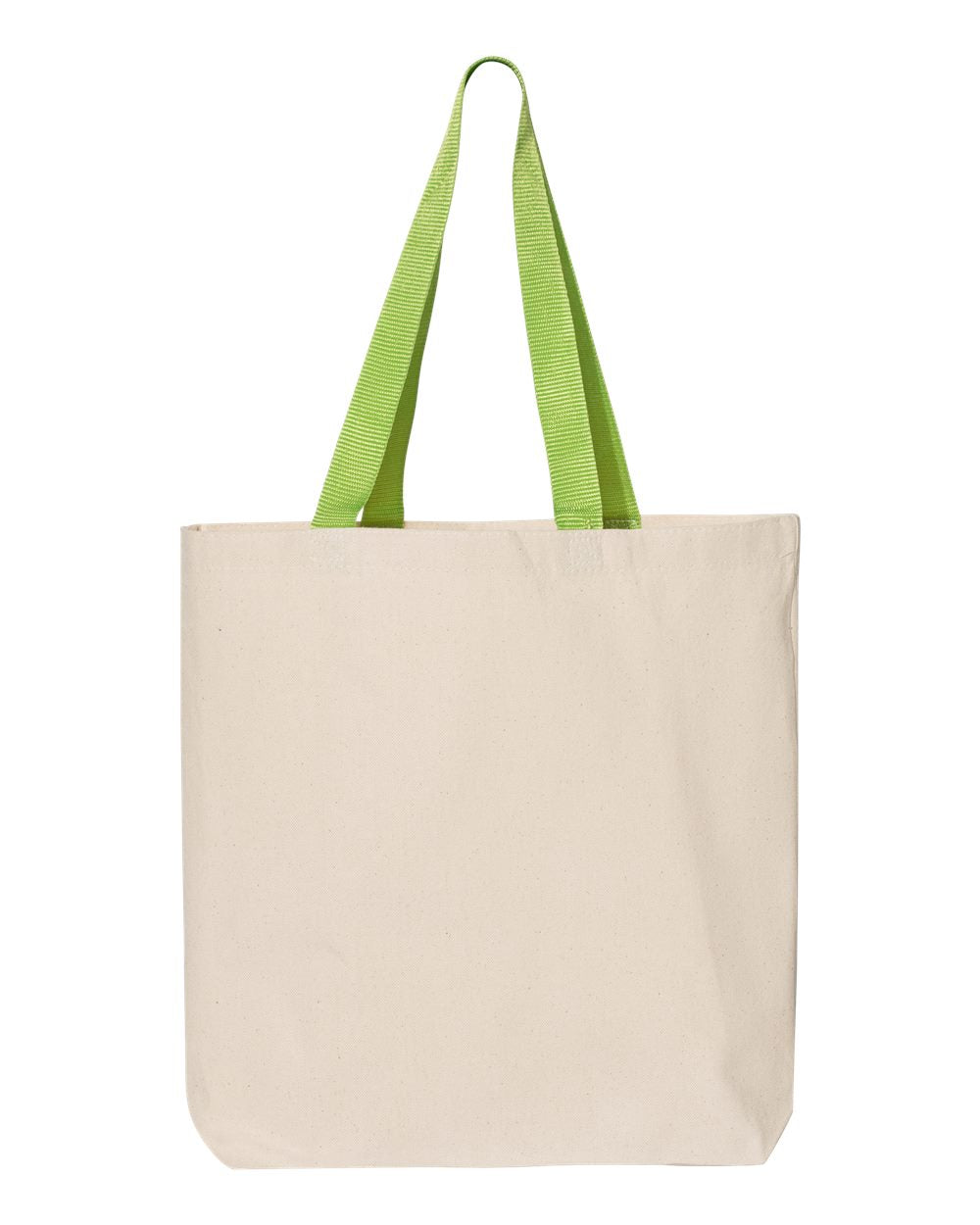 11L Canvas Tote with Contrast-Color Handles - Front - B45895170 - Natural/ Lime