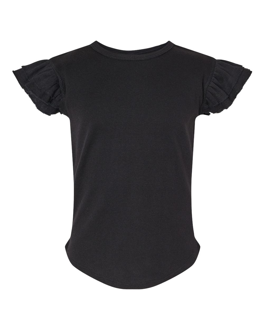 Toddler Flutter Sleeve Tee - Front - B06738503 - Black