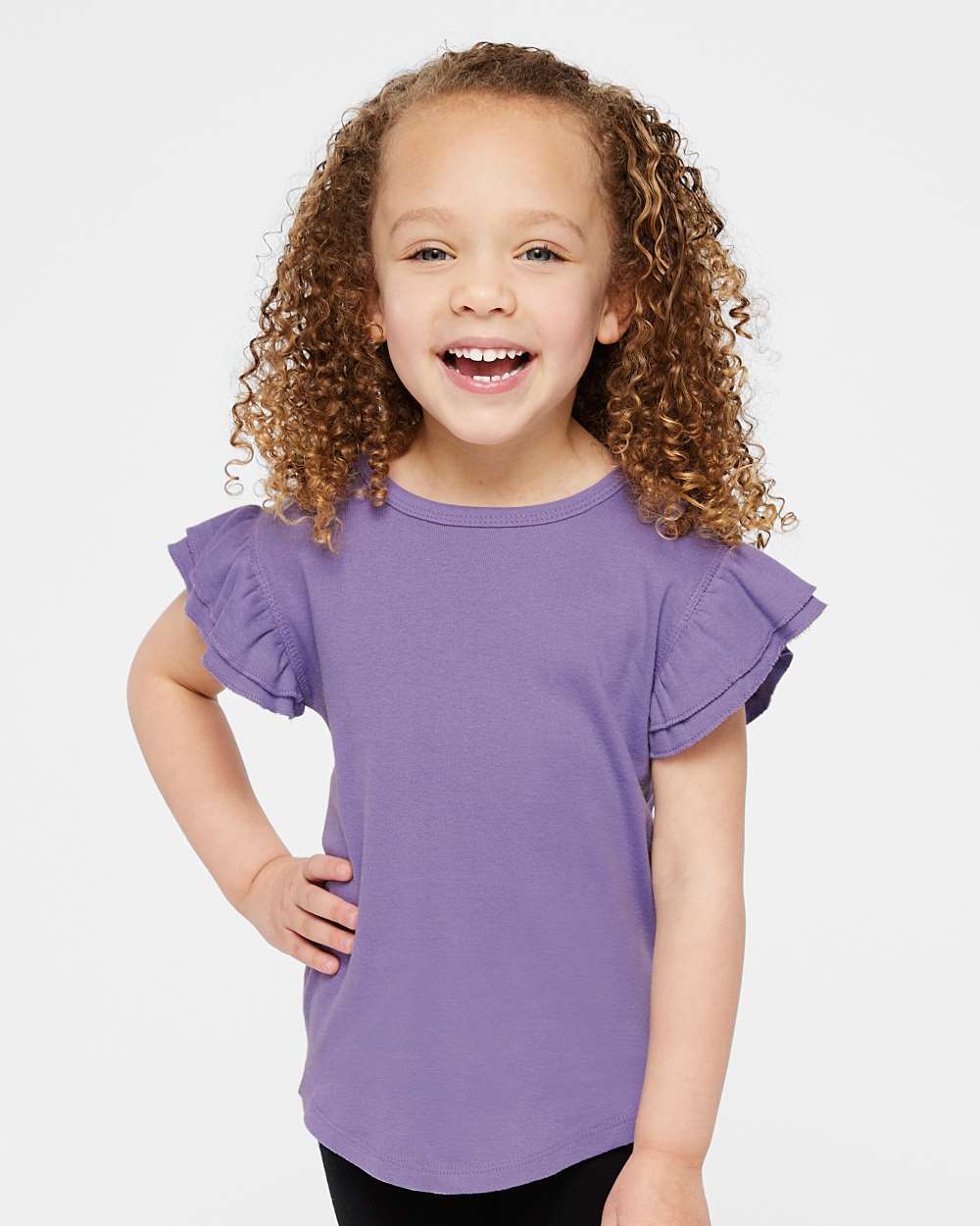 Toddler Flutter Sleeve Tee - OnModelFront - B06738803 - Lavender