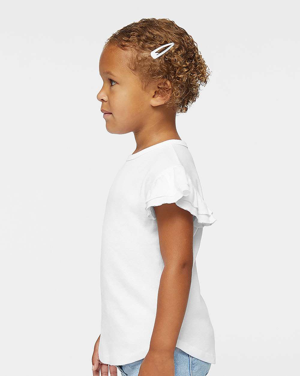 Toddler Flutter Sleeve Tee - OnModelSide - B06738003 - White