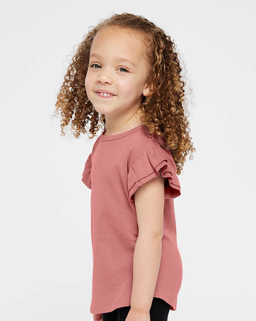 Toddler Flutter Sleeve Tee - OnModelSide - B06738273 - Mauvelous
