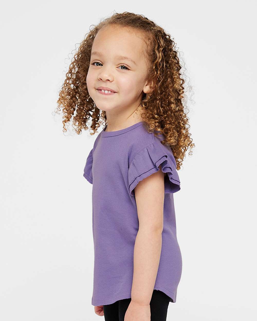 Toddler Flutter Sleeve Tee - OnModelSide - B06738803 - Lavender
