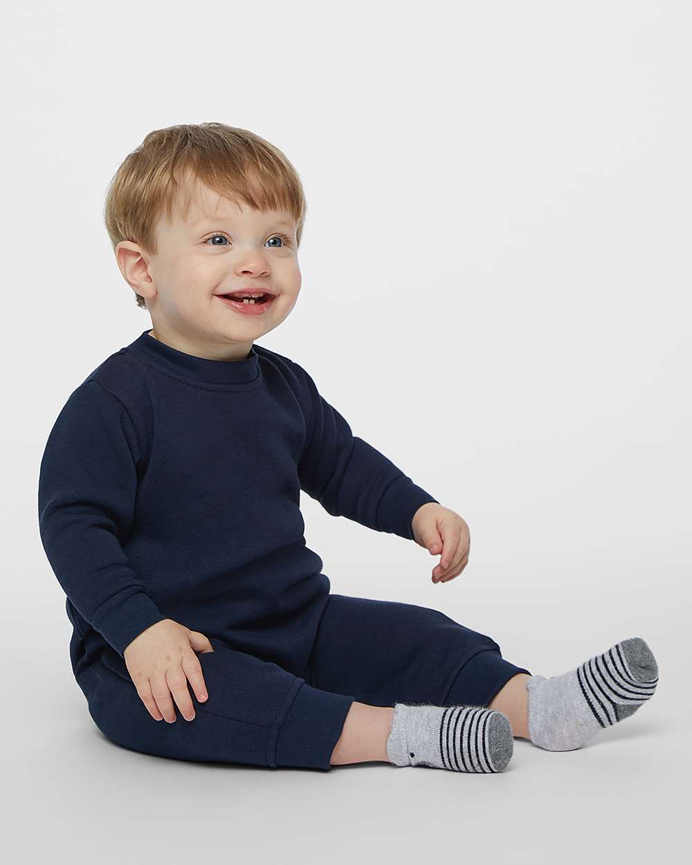 Infant Fleece One-Piece - OnModelFront - B07238652 - Navy