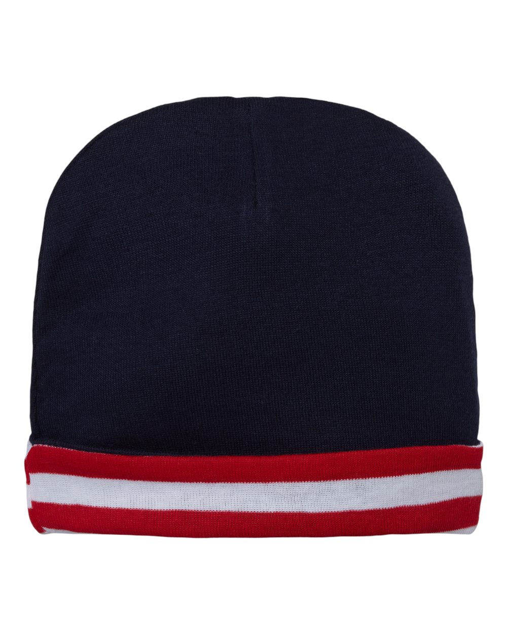 Infant Baby Rib Beanie - Back - B84638840 - Navy/ Red-White Stripe
