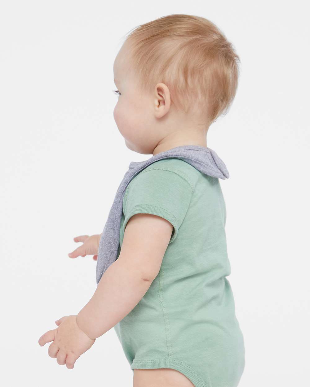 Infant Premium Jersey Bib - OnModelSide - B36938580 - Heather