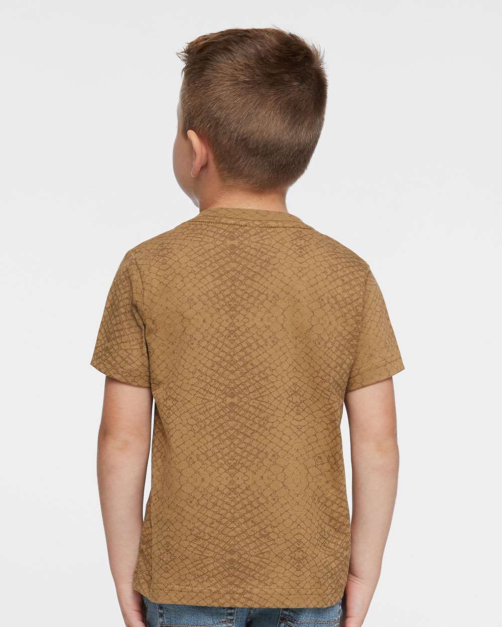 Toddler Fine Jersey Tee - OnModelBack - B31838203 - Brown Reptile