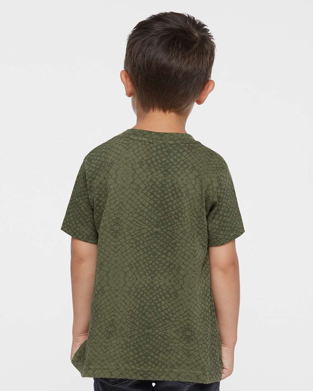 Toddler Fine Jersey Tee - OnModelBack - B31838223 - Green Reptile