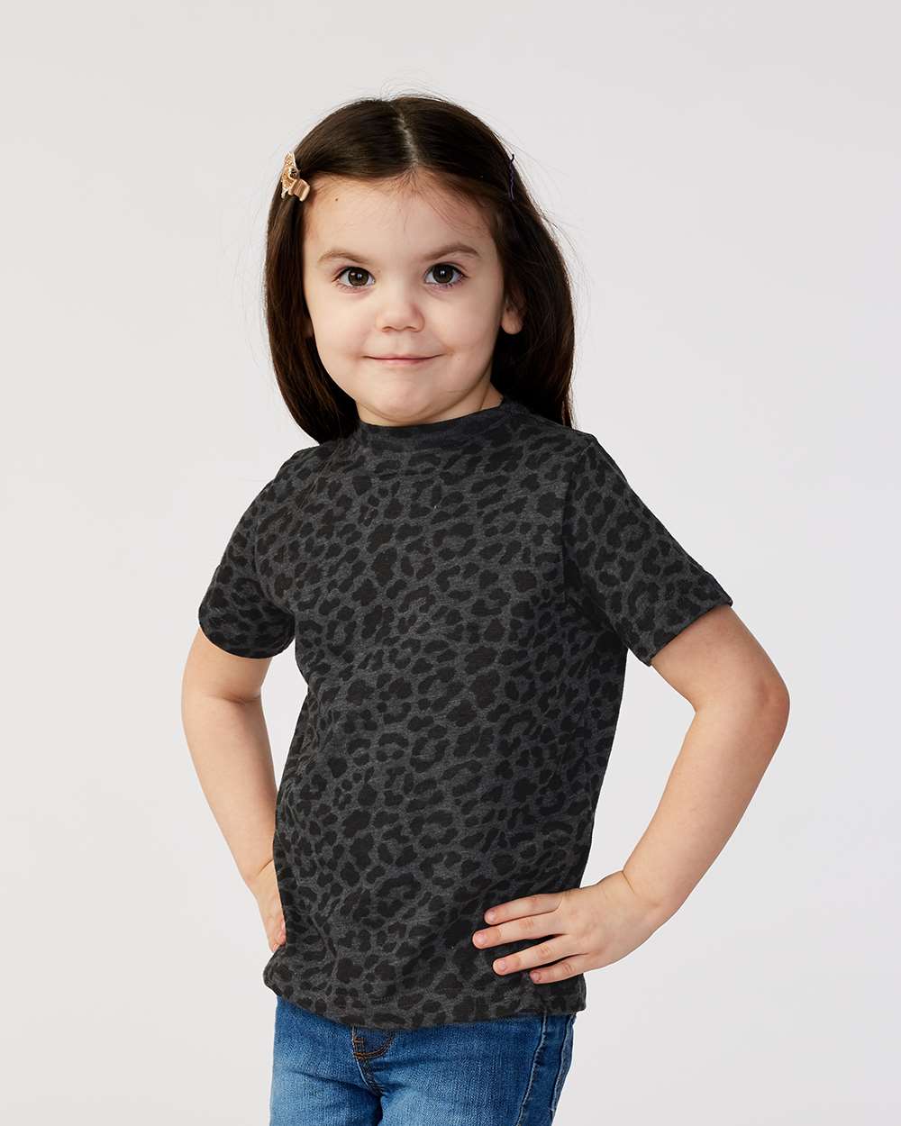 Toddler Fine Jersey Tee - OnModelFront - B31838853 - Black Leopard