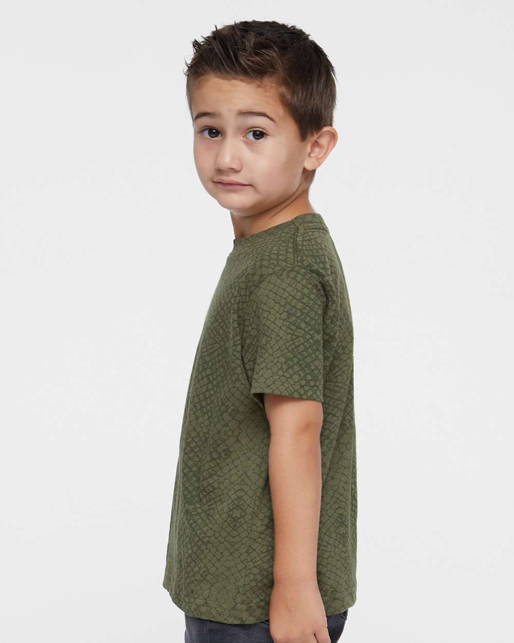 Toddler Fine Jersey Tee - OnModelSide - B31838223 - Green Reptile