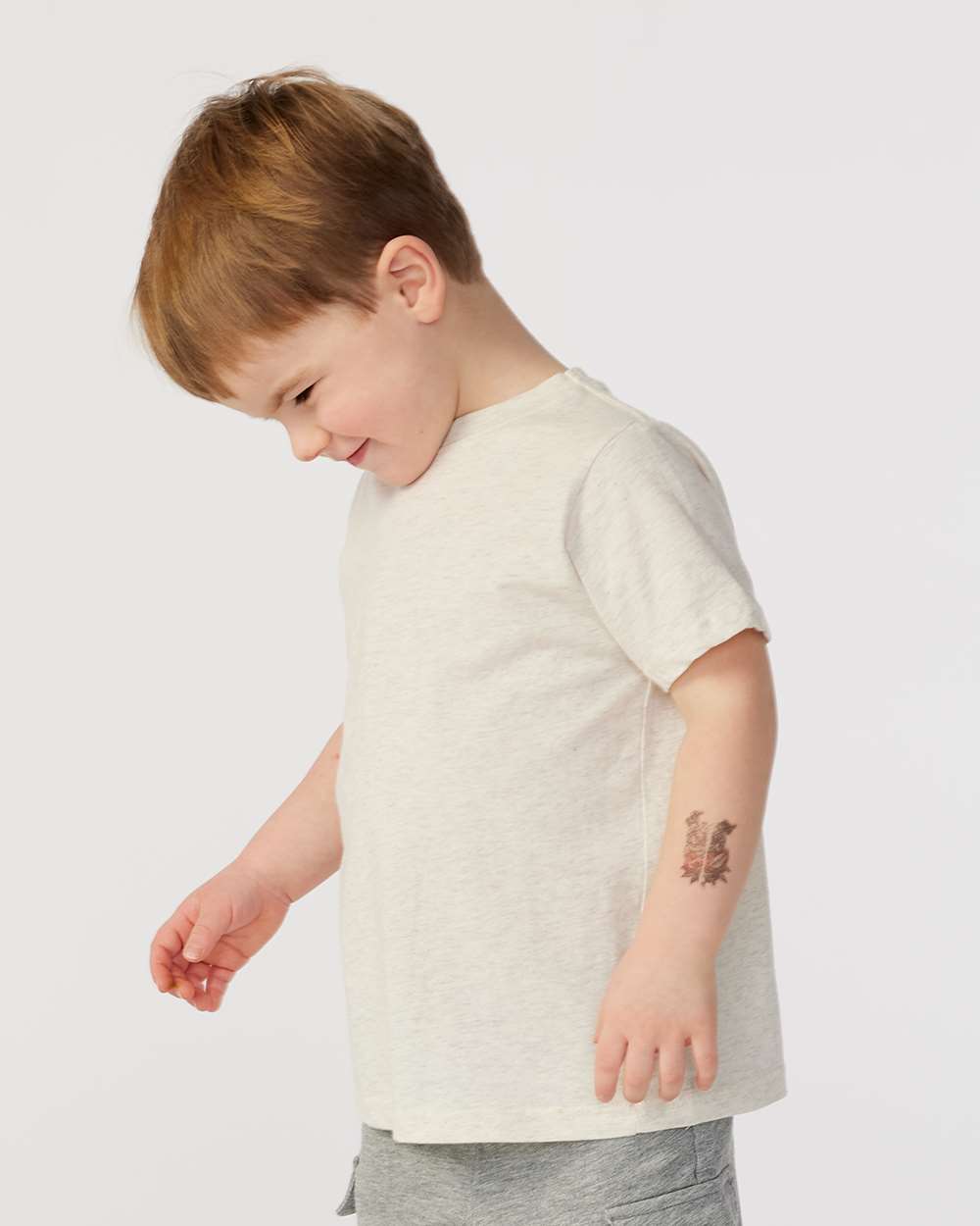 Toddler Fine Jersey Tee - OnModelSide - B31838243 - Natural Heather