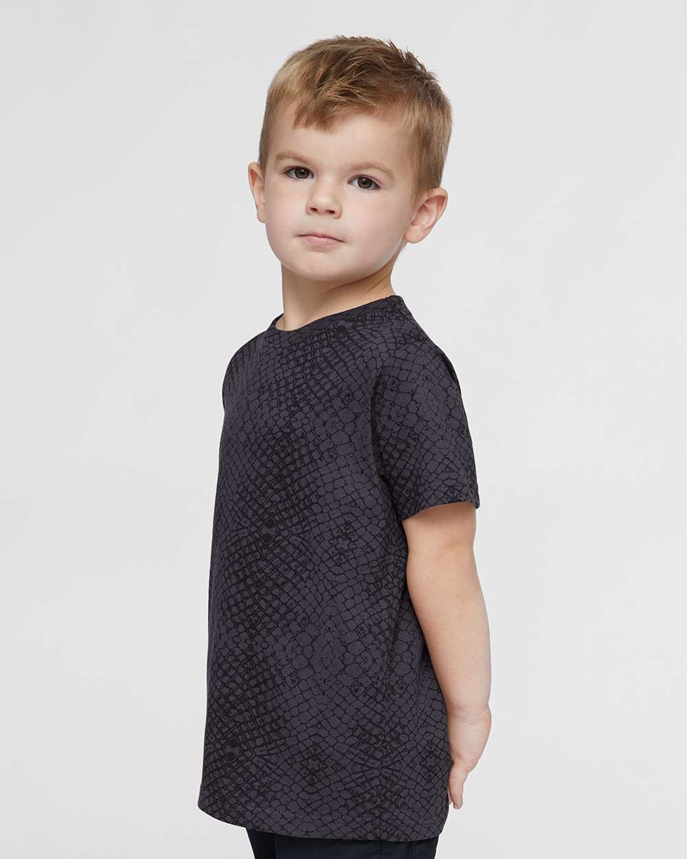 Toddler Fine Jersey Tee - OnModelSide - B31838833 - Black Reptile