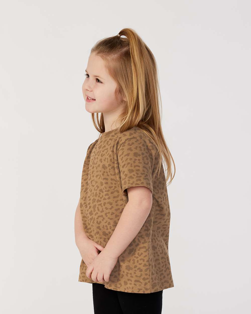 Toddler Fine Jersey Tee - OnModelSide - B31838843 - Brown Leopard