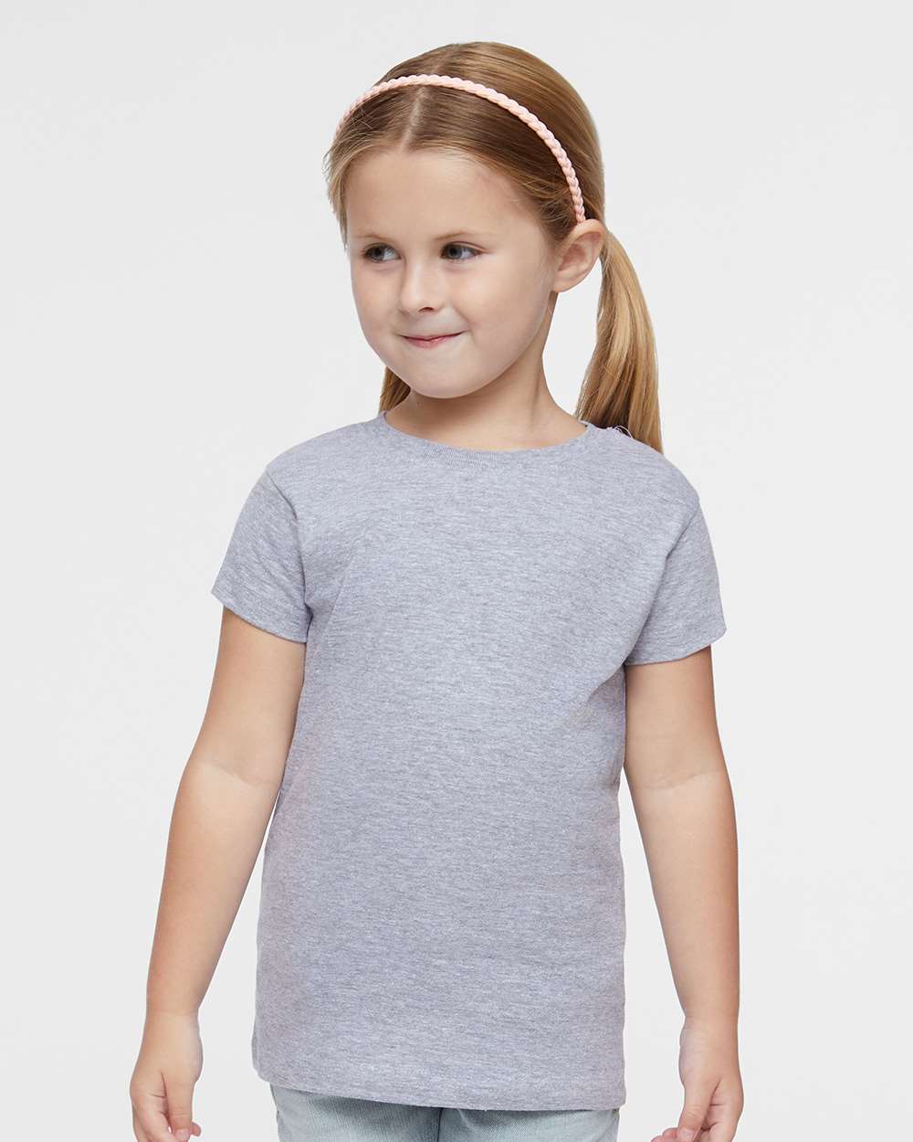 Toddler Girls Fine Jersey Tee - OnModelFront - B32038583 - Heather