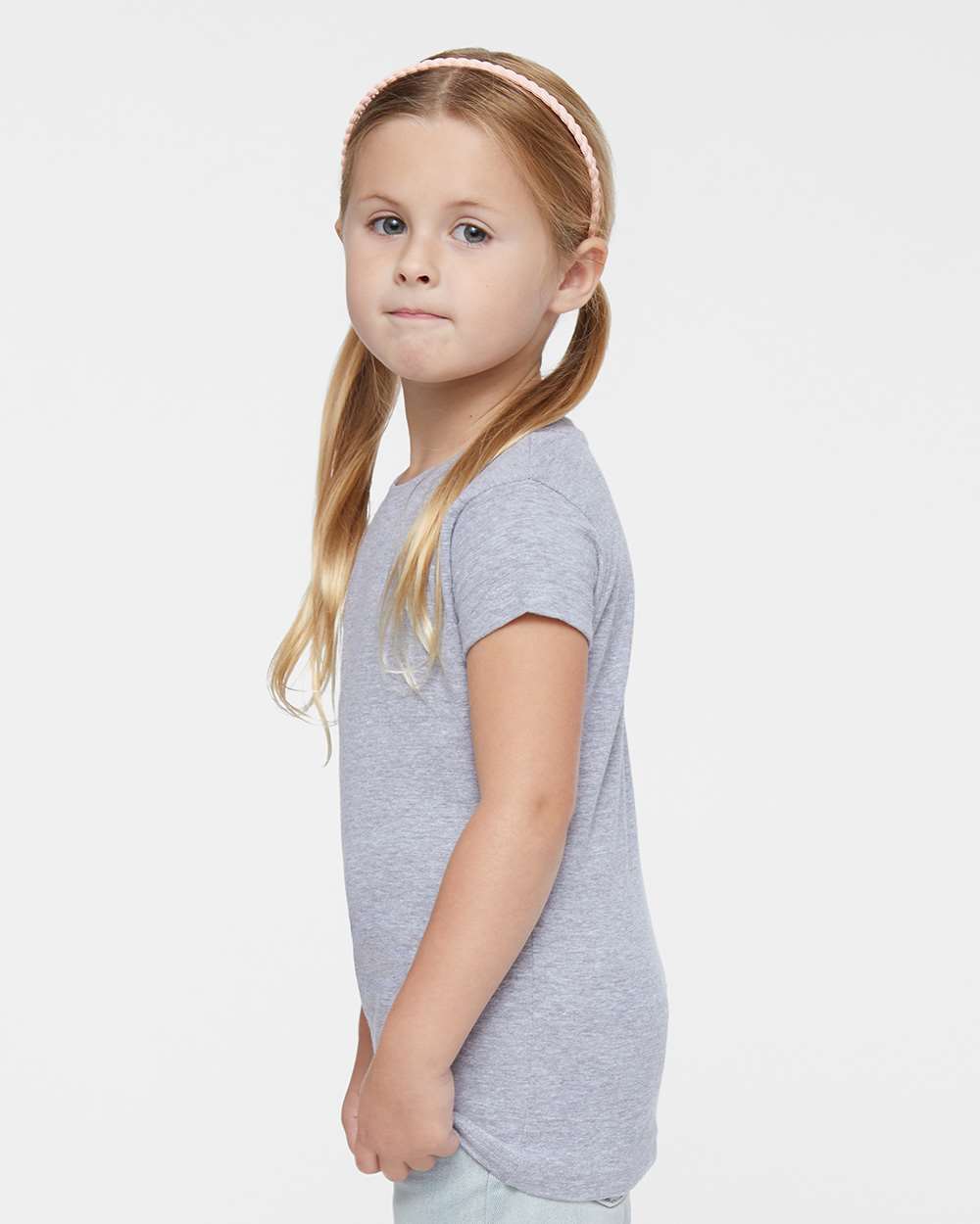 Toddler Girls Fine Jersey Tee - OnModelSide - B32038583 - Heather