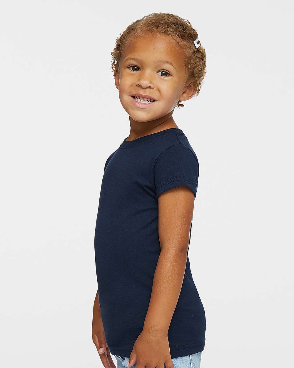Toddler Girls Fine Jersey Tee - OnModelSide - B32038653 - Navy