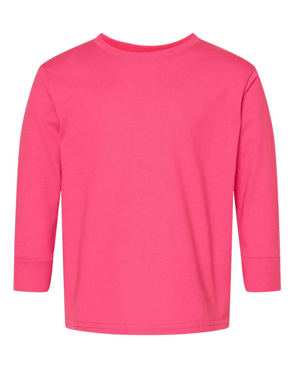 Toddler Fine Jersey Long Sleeve Tee - Front - B24638312 - Hot Pink