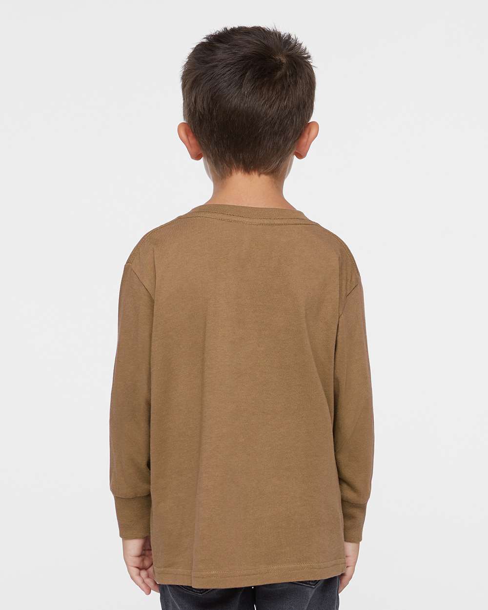 Toddler Fine Jersey Long Sleeve Tee - OnModelBack - B24638552 - Coyote Brown
