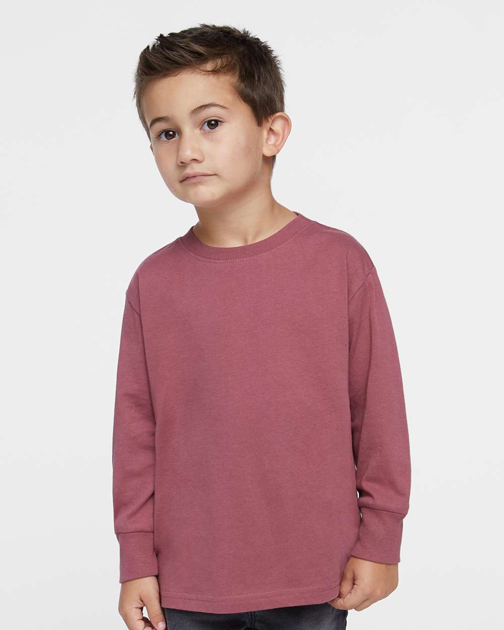 Toddler Fine Jersey Long Sleeve Tee - OnModelFront - B24638532 - Rouge
